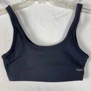 Aritzia TNA Formarib Mini Bra Top Bralette‎ Pull On Crop Shirt Knit Ribbed Black